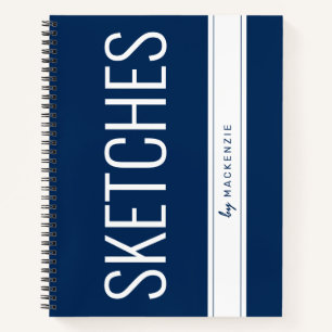 Blue Sketch Book Large Print Title Individuelle Na Notizbuch