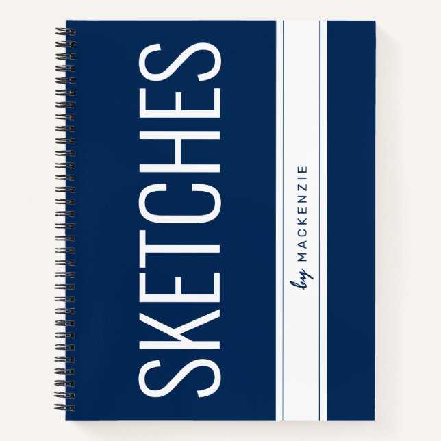 Blue Sketch Book Large Print Title Individuelle Na Notizbuch (Vorderseite)