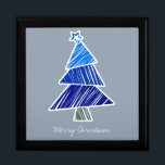 Blue Sketchy Christmas Tree Geschenkboxen<br><div class="desc">Niedliche,  farbenfrohe Weihnachtsbaumstruktur. Perfektes Weihnachtsgeschenk.</div>