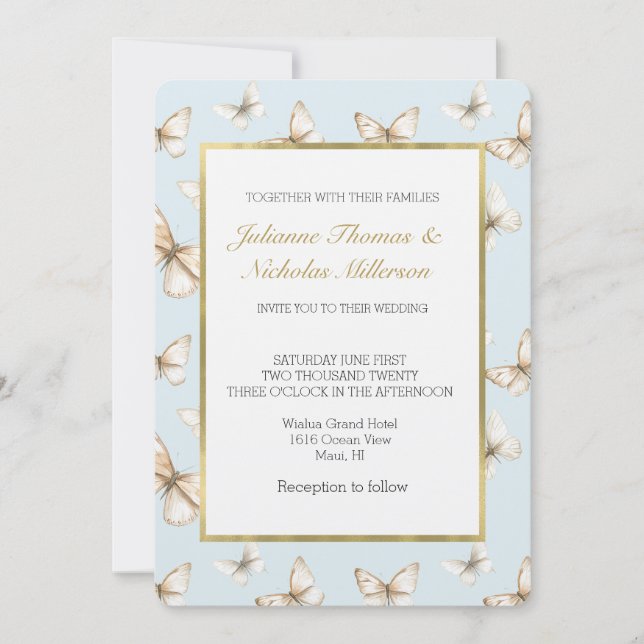 Blue Skies & Butterflies Wedding   Einladung (Vorderseite)