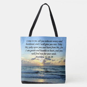 BLUE SKIES MATTHEW 11:28 SONNENRISE FOTO DESIGN TASCHE