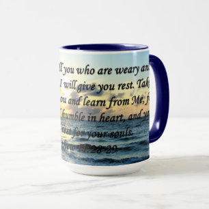 BLUE SKIES MATTHEW 11:28 SONNENRISE FOTO DESIGN TASSE