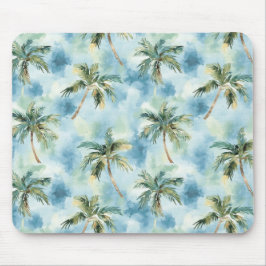 Blue Skies Tropical Island Palm Trees   Mousepad