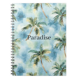 Blue Skies Tropical Island Palm Trees   Notizblock