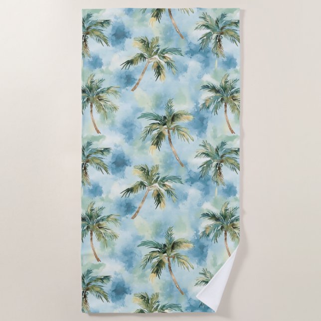 Blue Skies Tropical Island Palm Trees   Strandtuch (Vorderseite)