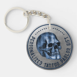 Blue Skull Cool Gothic Pro Fidelity Tattoo Parlor Schlüsselanhänger