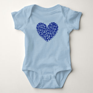 Blue Skull Heart Baby Strampler