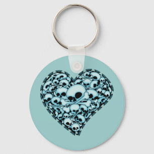 Blue Skull Heart Schlüsselanhänger