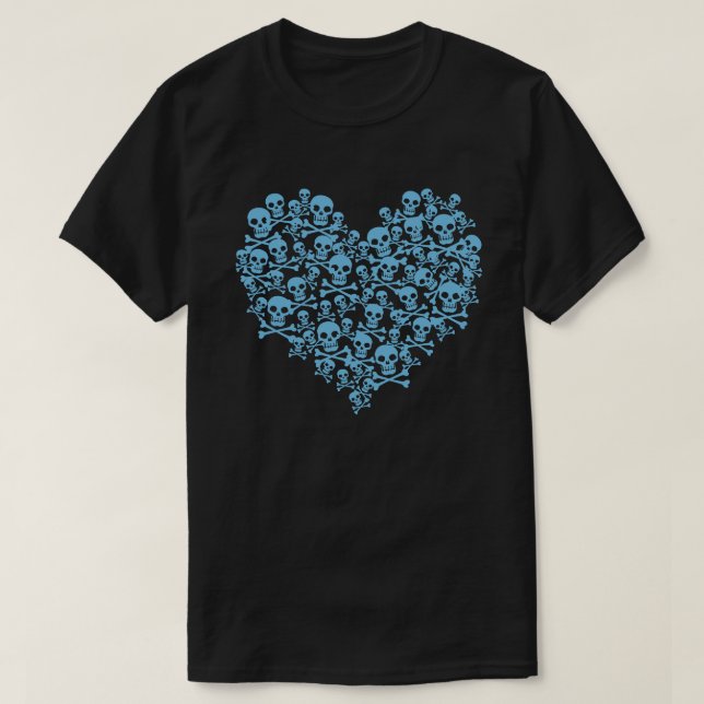 Blue Skull Heart T - Shirt (Design vorne)