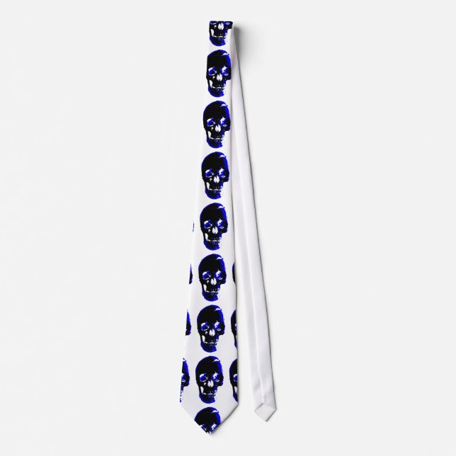 Blue Skull Pop Art Fantasy Neckwear Krawatte (Vorderseite)