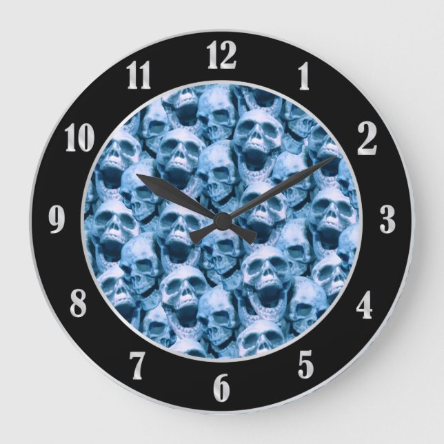 Blue Skulls Große Wanduhr (Vorderseite)