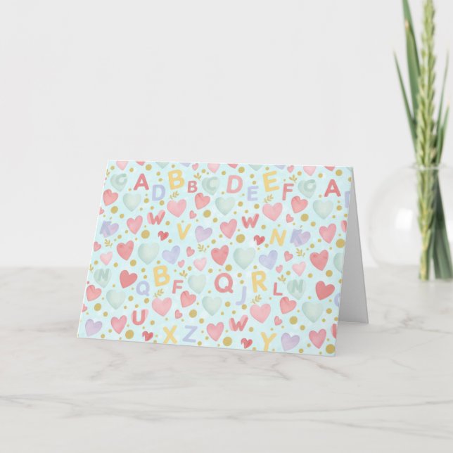 Blue Sky ABC & Watercolor Hearts Karte (Vorderseite)
