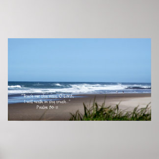 Blue Sky and Beach Print w/Scripture Verse Poster