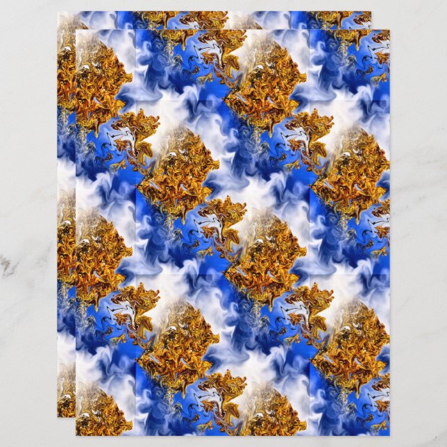 Blue Sky and Clouds Abstrakt Art Pattern Scrapbook (Vorne/Hinten)