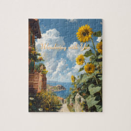 Blue sky and Sunflowers Path to the Sea Art