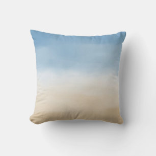 Blue Sky Beige Sand Ombre Wasserfarbe Kissen