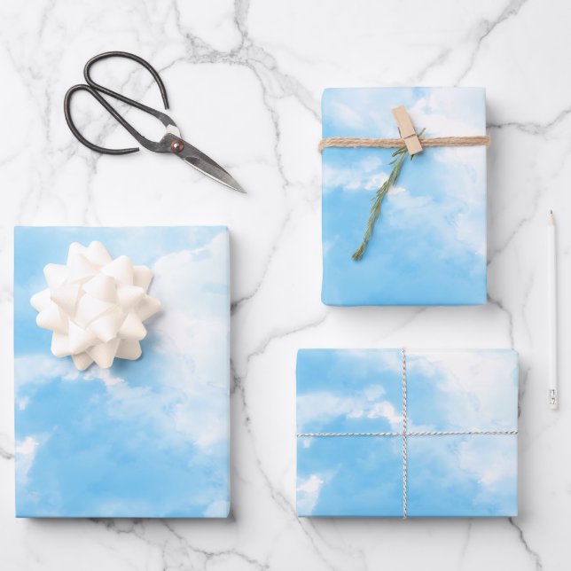 Blue Sky Clouds Geschenkpapier Set (Vorderseite)