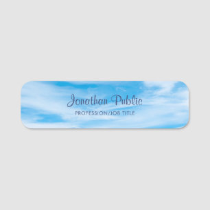 Blue Sky Clouds Kalligrafie-Skriptname Vorlage Namensschild