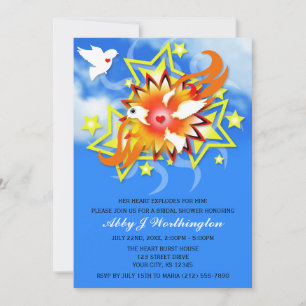 Blue Sky Explods Birds Bridal Shower Invitations