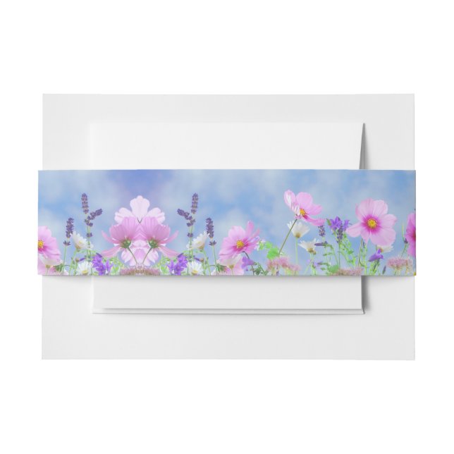 Blue Sky Field of Wildblumen Pastel Floral Foto Einladungsbanderole (Vorderseite Beispiel)