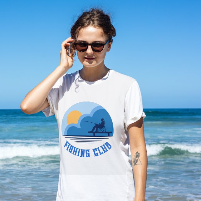 Blue Sky Fisherman Fishing Club T - Shirt (Von Creator hochgeladen)