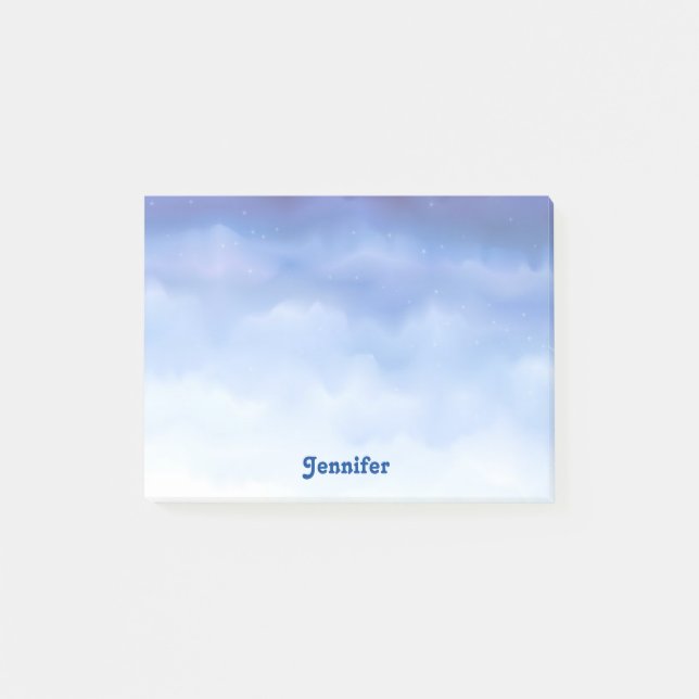 Blue Sky Float Away Individuelle Name Post-it Klebezettel (Vorderseite)