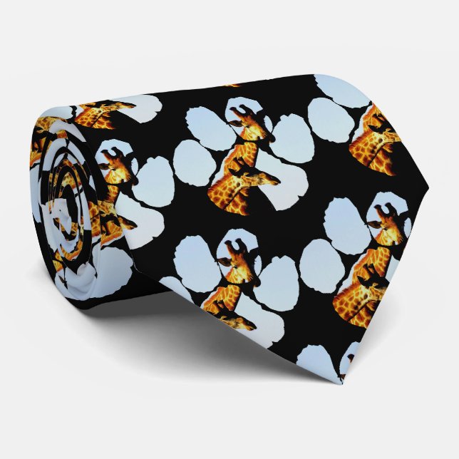 Blue Sky Giraffes Footprint Neck Tie Krawatte (Gerollt)