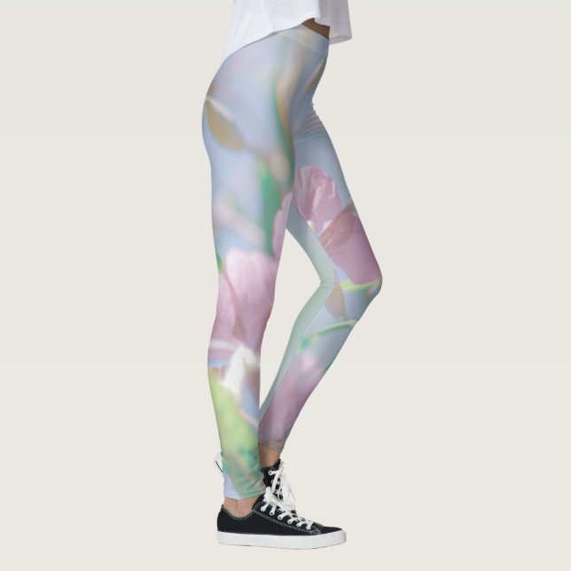Blue Sky Green Pflanze Blätter Purple Flowers Leggings (Rechts)