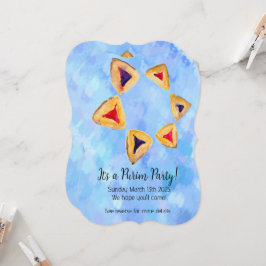 Blue Sky Hamantaschen Star Purim Party Einladungen