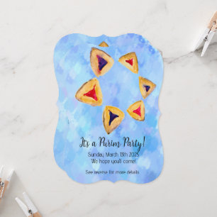 Blue Sky Hamantaschen Star Purim Party Einladungen