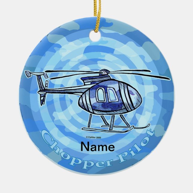 Blue Sky Helicopter-Ornament Keramik Ornament (Vorne)
