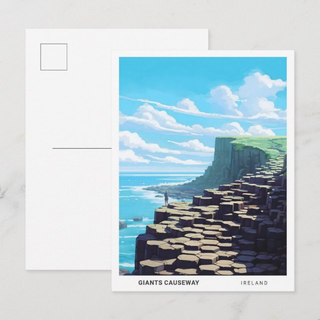 Blue Sky in Giants Causeway Ireland Travel Postkarte (Vorne/Hinten)
