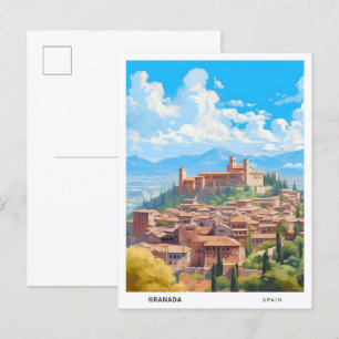 Blue Sky in Granada Spanien Vintage Travel Postkarte