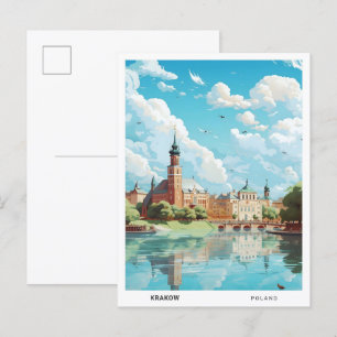 Blue Sky in Krakau Polen Vintage Travel Postkarte