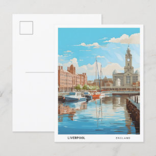 Blue Sky in Liverpool England Vintage Travel Postkarte