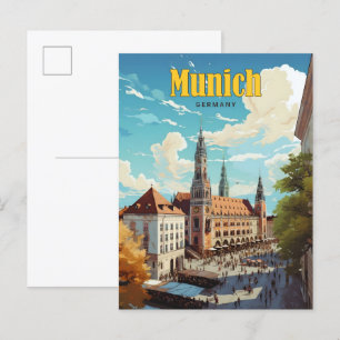 Blue Sky in München Deutschland Vintage Travel Postkarte