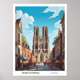 Blue Sky in Rheims Cathedral Frankreich Reisen Poster