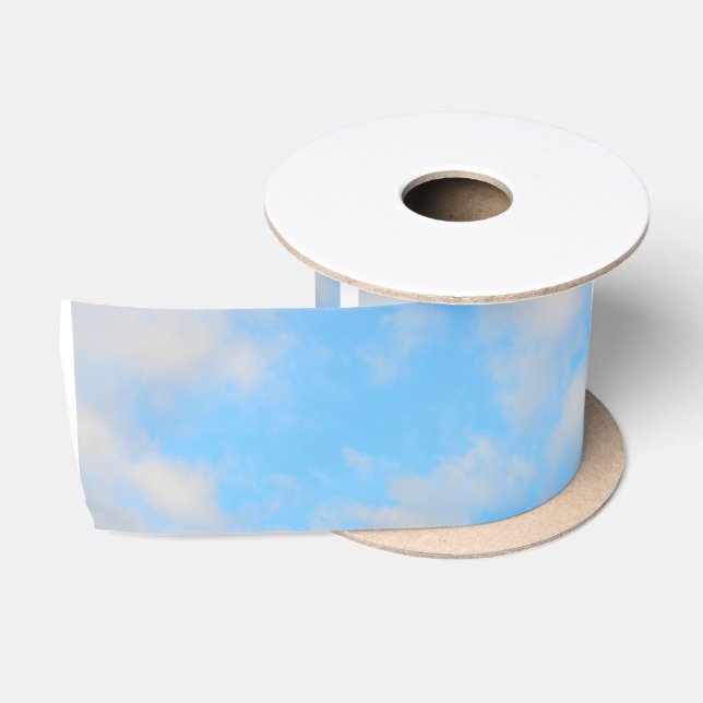Blue Sky Light White Clouds Cloudy Spring Satinband (Spule)