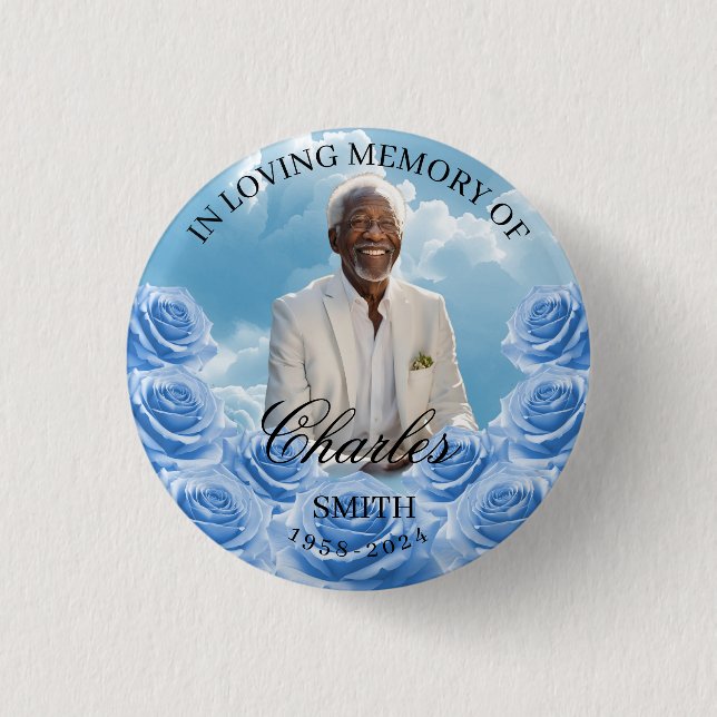 Blue Sky Memorial Button Roses Memorial Button  (Vorderseite)