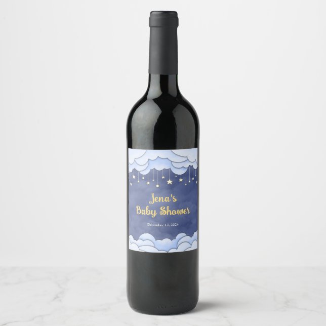 Blue Sky mit Haning Stars - Weinetikett (Vorderseite)