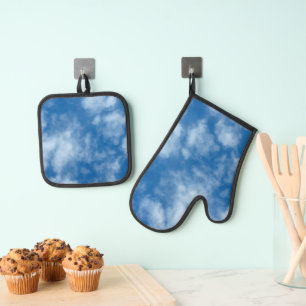Blue Sky mit Wolken-Naturfotografie Ofenhandschuh & Topflappen-Set