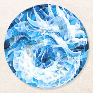 Blue Sky Mosaic Dragon Runder Pappuntersetzer