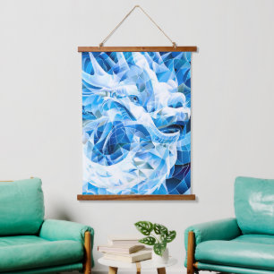 Blue Sky Mosaic Dragon Wandteppich Mit Holzrahmen