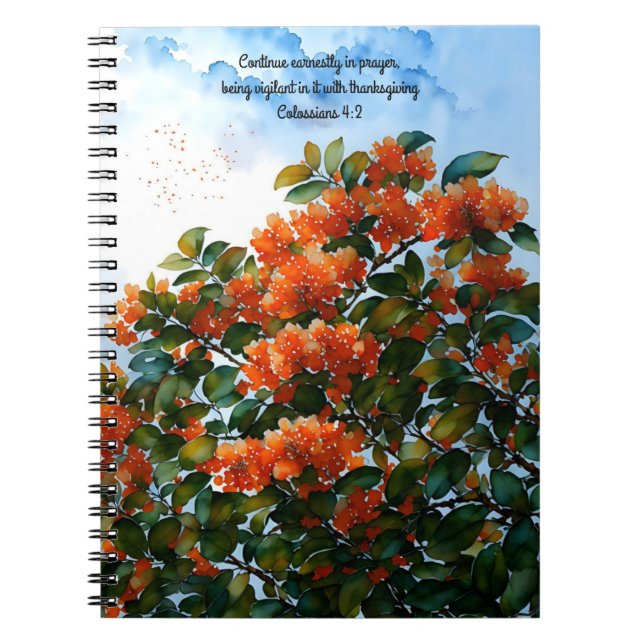 Blue Sky Orange Blume Art Prayer Journal Notizblock (Vorderseite)