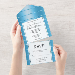 Blue Sky Ribbon Wedding All In One Einladung