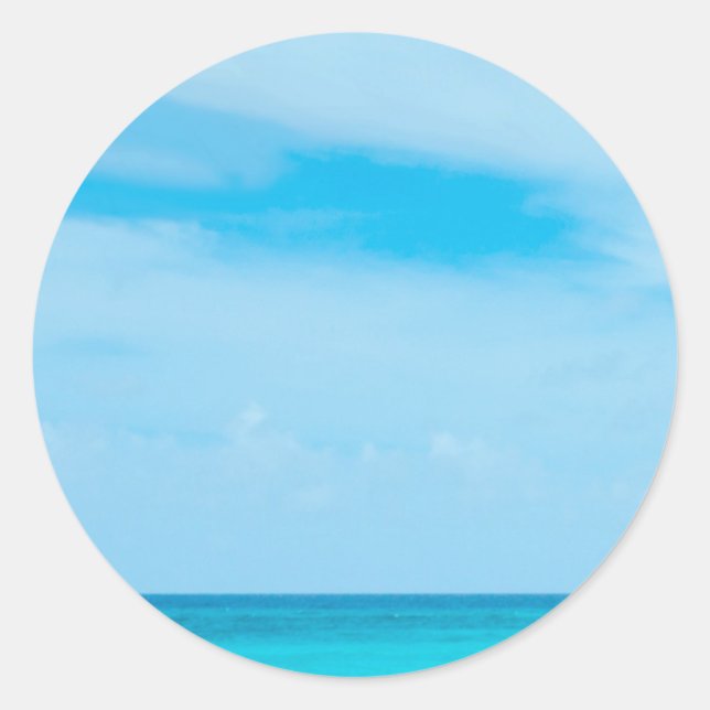 Blue Sky Sea Clouds Elegantes, trendiges Blank Tem Runder Aufkleber (Vorderseite)