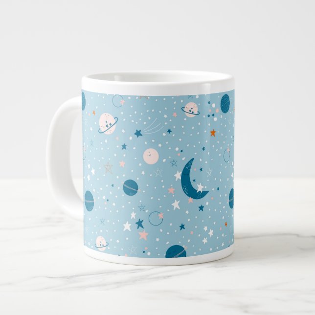 Blue Sky & Space Pattern Jumbo-Tasse (Vorderseite Links)