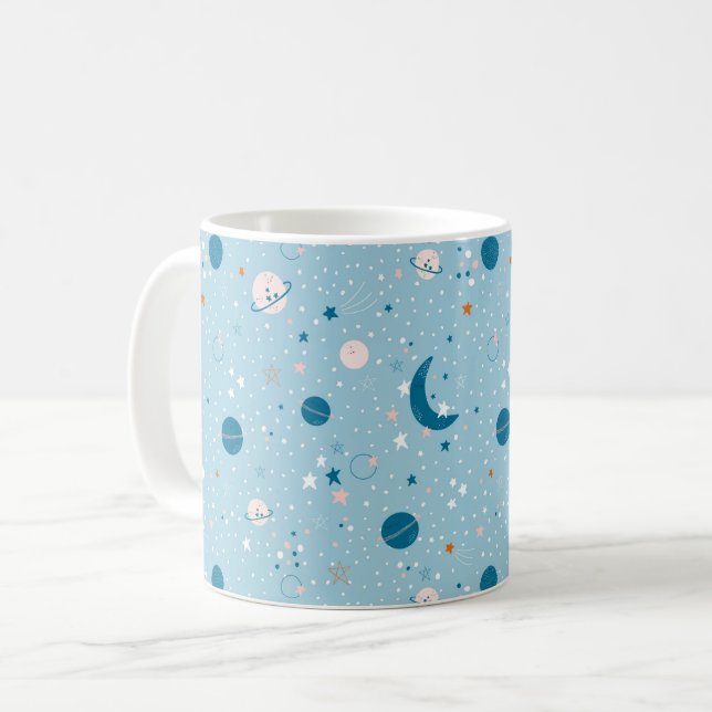 Blue Sky & Space Pattern Kaffeetasse (Vorderseite Links)