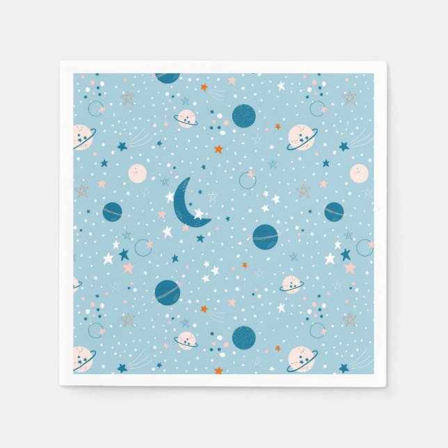 Blue Sky & Space Pattern Serviette (Vorderseite)