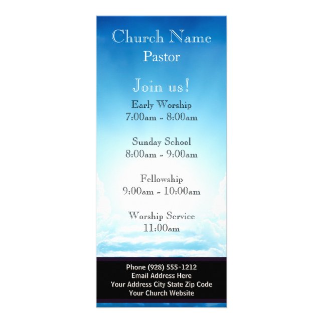Blue Sky Stairs Church Rack Card, Beitritt zu US S Werbekarte (Vorne)